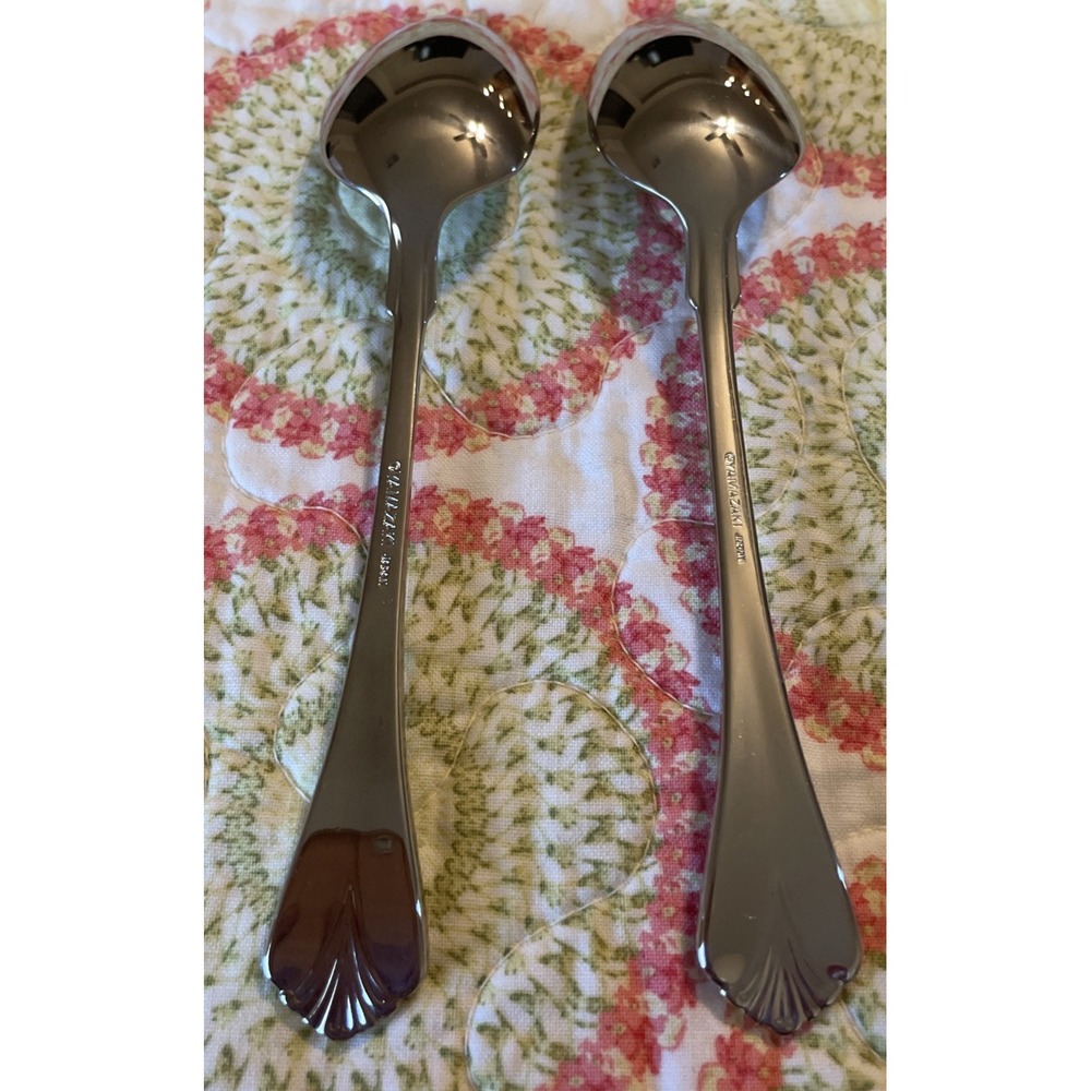Yamazaki Cara Teaspoons Gold Accent Glossy Stainless Japan Flatware Set Of 2 - Picture 5 of 6